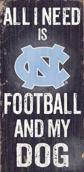 UNC Tar Heels NCAA Wood Sign - Football and Dog 6"x12" - Fan Shop TODAY