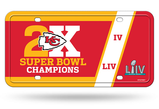 Kansas City Chiefs 2X Super Bowl LIV Champions Metal License Plate Tag - Fan Shop TODAY