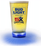 New England Patriots Bud Light Touchdown Glass 5X Champions - Blinking LED 24oz. - Fan Shop TODAY